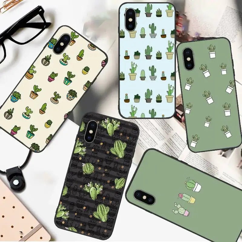 

Cactus green plant pattern Phone Case For iphone 12 11 13 7 8 6 s plus x xs xr pro max mini