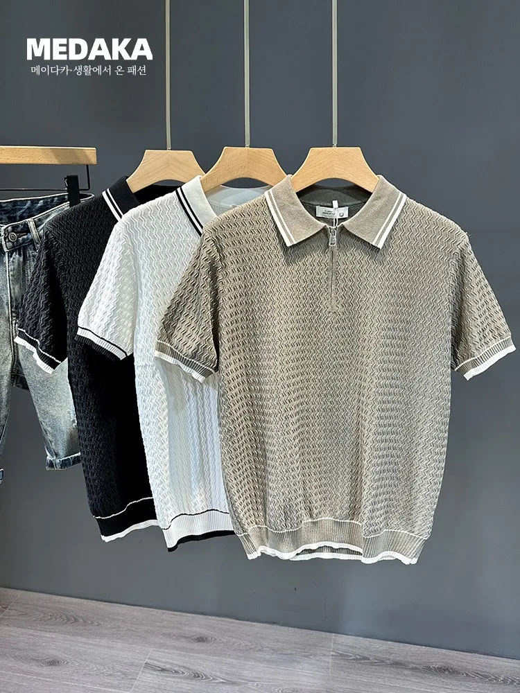 Летняя элитная повседневная красивая рубашка-поло с короткими рукавами мужская