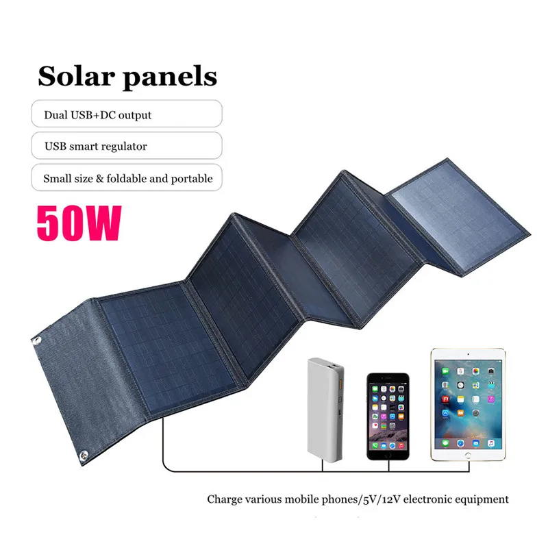 

Solar Panel 5V12V 18V Folding Solar Charging Panel Mobile Phone Power Bank Outdoor Solar Charger For Mobile Power Battery Charge