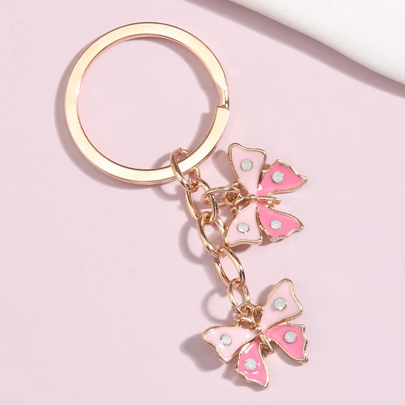 

Cute Enamel Keychain Colorful Butterfly Key Ring Flying Animals Key Chains Souvenir Gifts For Women Girls DIY Handmade Jewelry