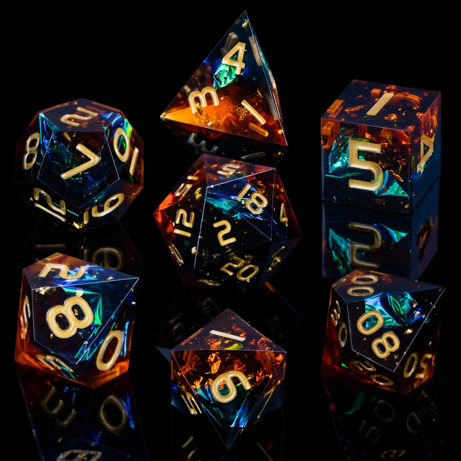 D6 Dnd Sharp Edge D20 ролевая полигедральная D и Зеленая Смола набор игральных костей для
