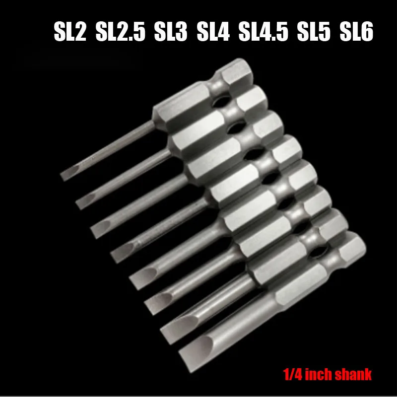 

10 Pcs Slotted Screwdriver Bits Alloy Steel S2 Strong Magnetic Screwdriver Set 1/4" Hex Shank Drill Bit For Power Hand Tools