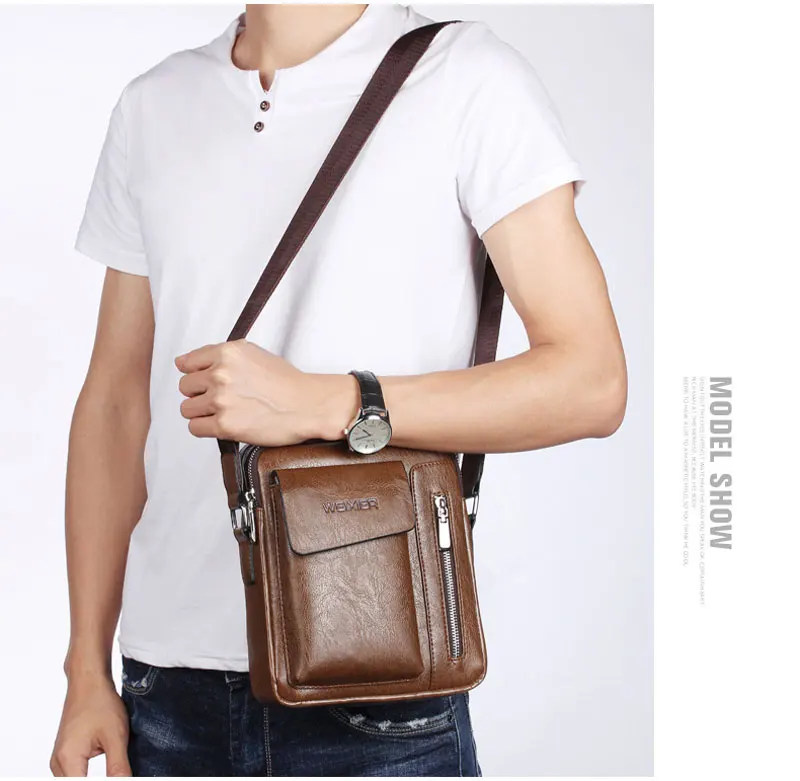 Casual Men's Shoulder Bag Vintage Crossbody bags Male Bag PU Handbag Capacity Men Messenger Bag Top handle Tote Bag bolso hombre