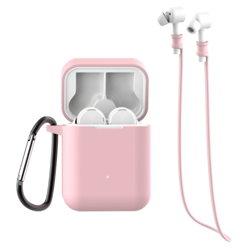 

Case Mi Air Earphones Protective Soft Silicone Carrying Bag 3 in 1 Earbuds Accessories Equipped with Anti-Lost Rope & B 67JD