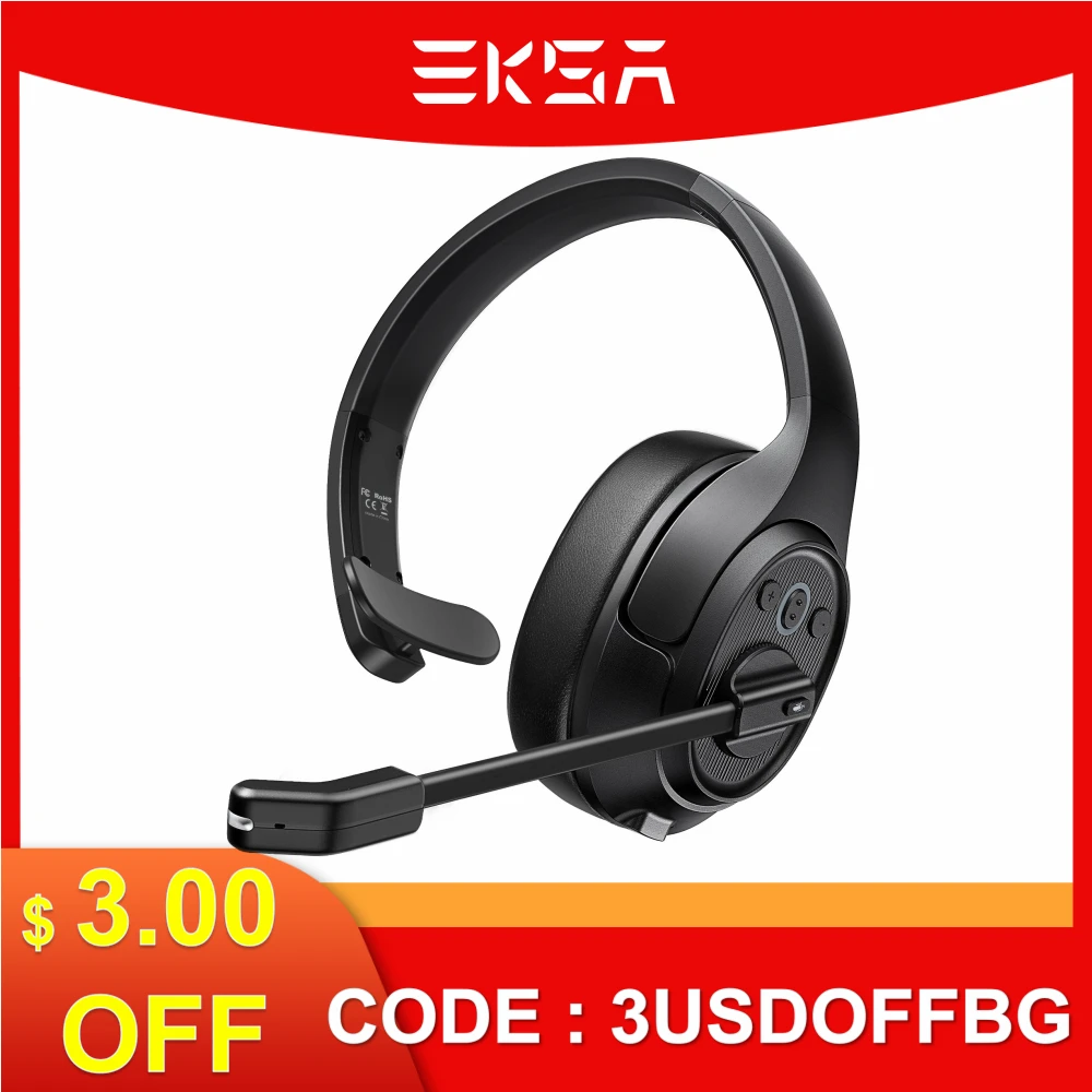 

EKSA H1 Wireless Headset Bluetooth 5.0 Headphones With Mic ENC Call Noise Cancelling 30H Playtime For Driver Call Center Office