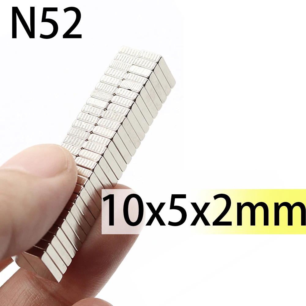 

10x5x2 N52 Standard size and magnecit Rectangle Square Neodymium Bar Block Strong Magnets Search Industrial or Motor Generator