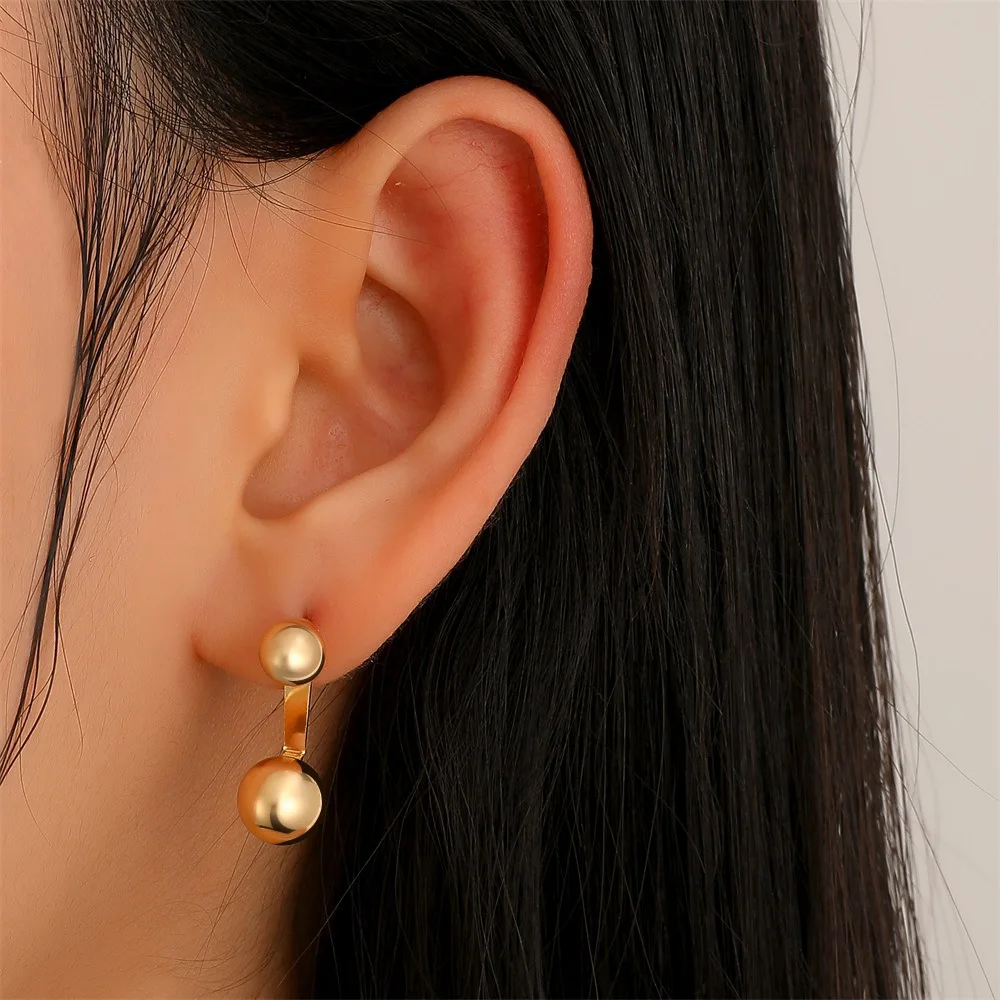

Fashionable Metal Ball Stud Earrings 2022 Fashion Trend 1 Style 2 Ways to Wear Simple Metal Geometric Earrings for Women Jewelry