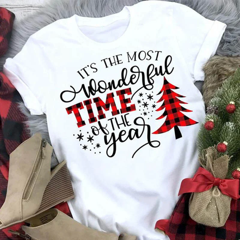 

It's The Most Wonderful Time Of The Year Hipster T-Shirt Fashion Merry Christmas Aesthetic Tops girl Camisetas DW141