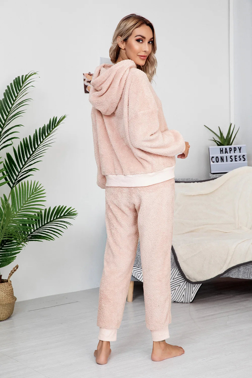 Women Pajamas Double Sided Flannel Hooded Sleepwear Kawaii Pijama Female Set with Pants Cute Pyjamas Halloween Party Loungewear