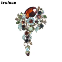 hot selling fashion retro large crystal brooch high end atmosphere collar pin clothing accessories for women brooch