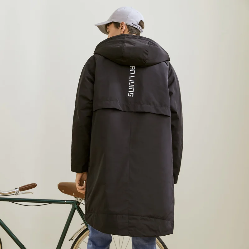 Metersbonwe Long Hooded Down Jacket Men Outwear Duck Down Coat Warm Climbing Parkas Snow Coat Brand Winter Clothes Thick Jacket