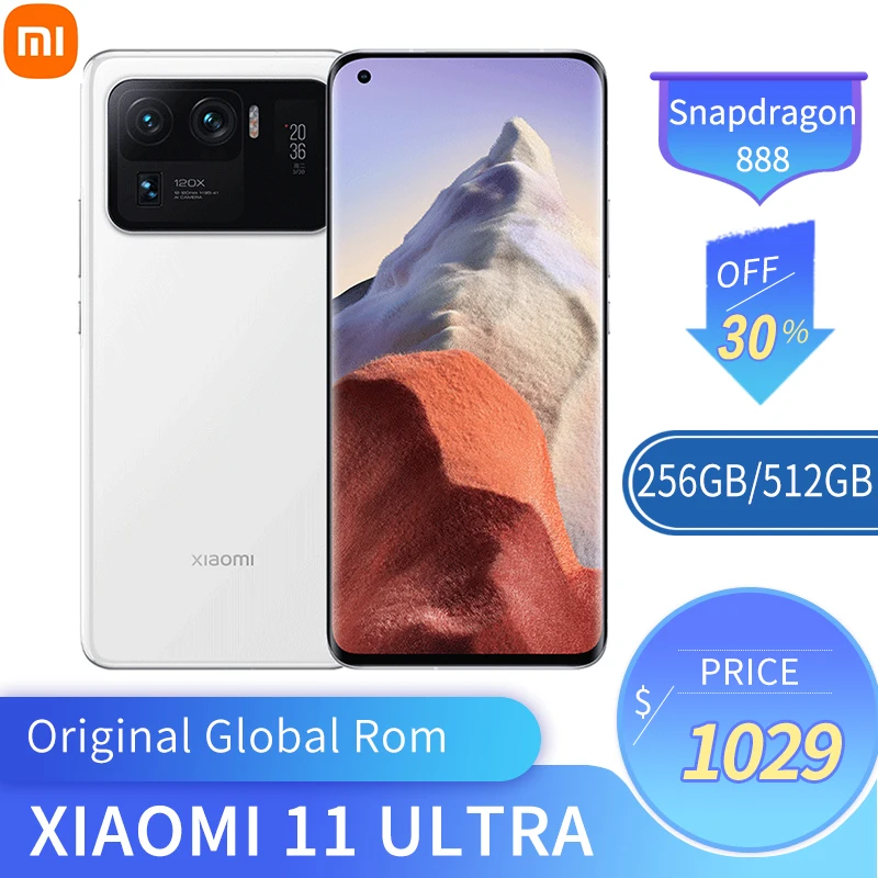 Original Global ROM Xiaomi Mi 11 Ultra 12GB 256GB 5G Smartphone 67W 5000mAh Snapdragon 888 2K AMOLED Screen 67W 5000mAh Phone