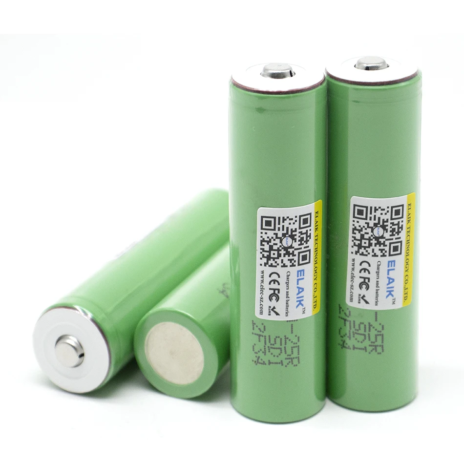 

18650 2500mAh*4PCS Pointed rechargeable lithium batteries High Drain 20A 3.7V for Flashlight 25R-Pointed cell