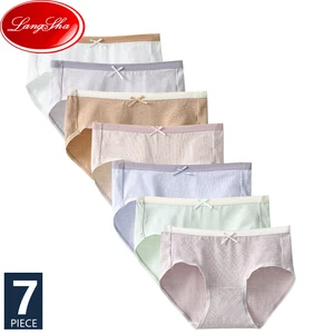 Imported 7PCS Pure Cotton Panties Women Breathable Underwear Cute Bow Girls Briefs Seamless Sexy Low Waist La