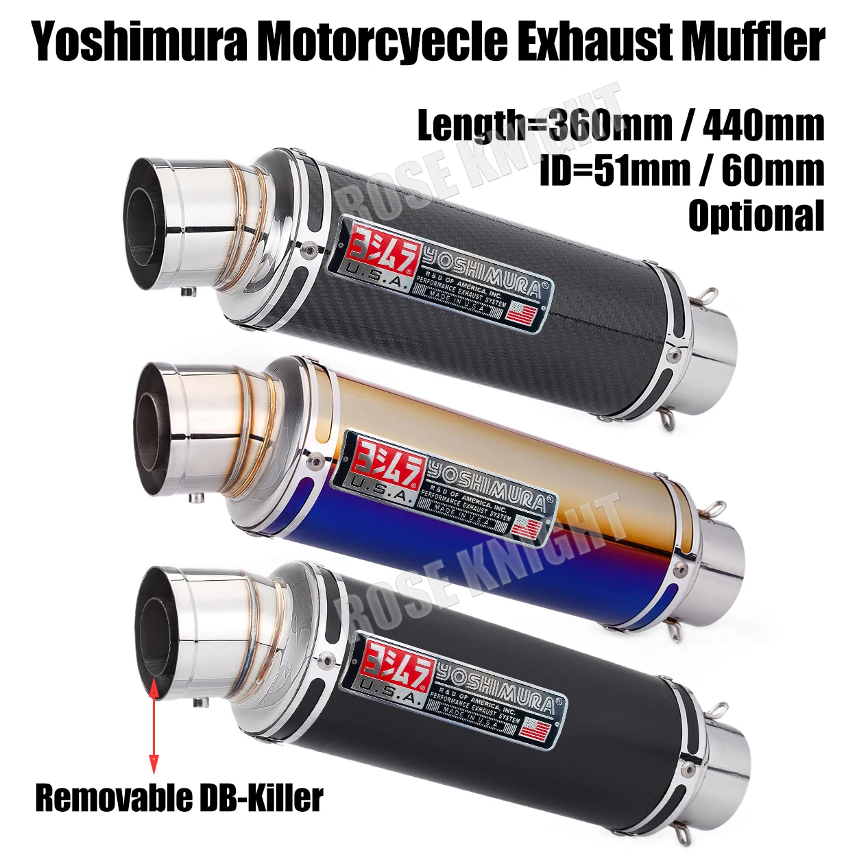 Универсальный 51 мм 60 ID Yoshimura мотоциклетный глушитель Escape для Kawasaki Yamaha Honda Suzuki Ktm ETC