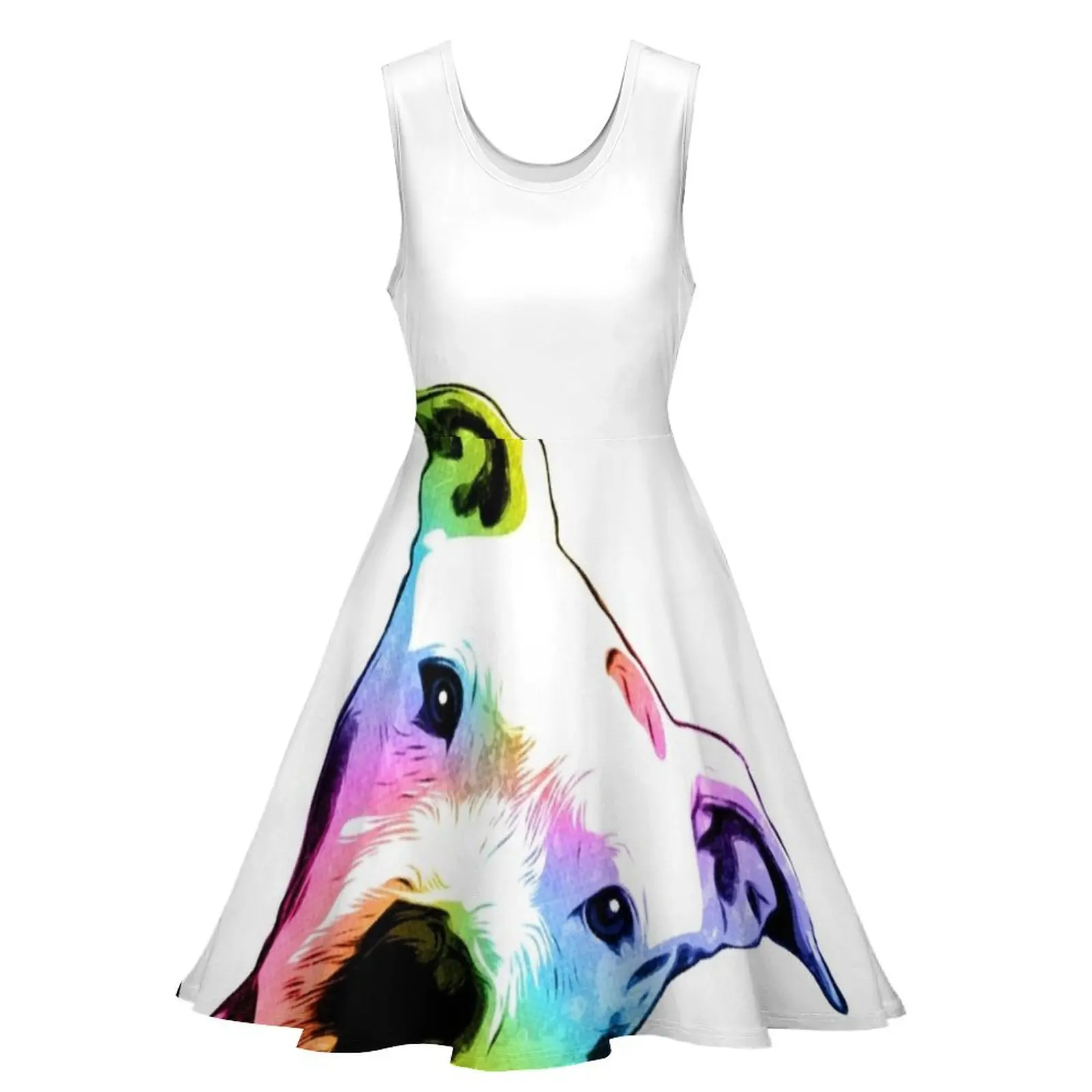 Женское платье без рукавов Радужное в стиле поп-арт летнее для выпускного вечера