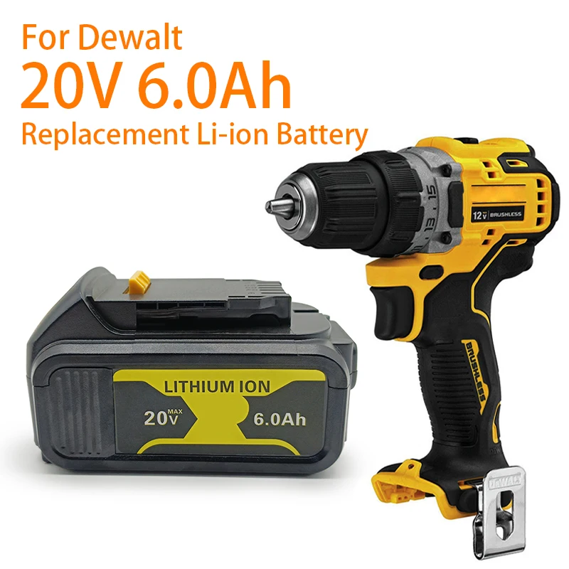 

100% Original For DeWalt 20V 6000mAh Rechargeable Power Tools Battery With LED Li-ion Replacement DCB205 DCB204-2 18V DCB206