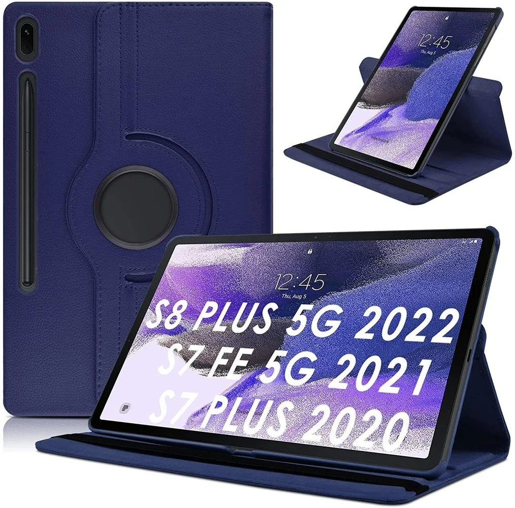 360 Degree Rotating For Samsung Galaxy Tab S7 FE 12.4 inch 2021 Case SM-T730 T736 Smart Stand Cover for Galaxy Tab S7 Plus S8+