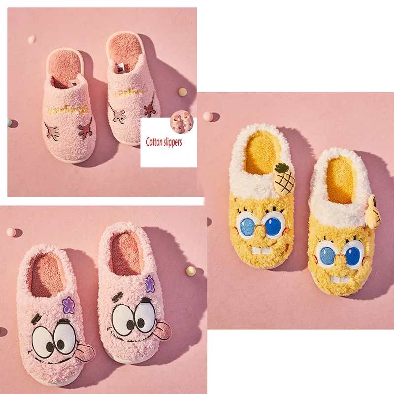 

Kawaii Anime Peripheral Spongebob Squarepants Patrick Star Winter Indoor Warm Plush Cotton Slippers Christmas Birthday Present