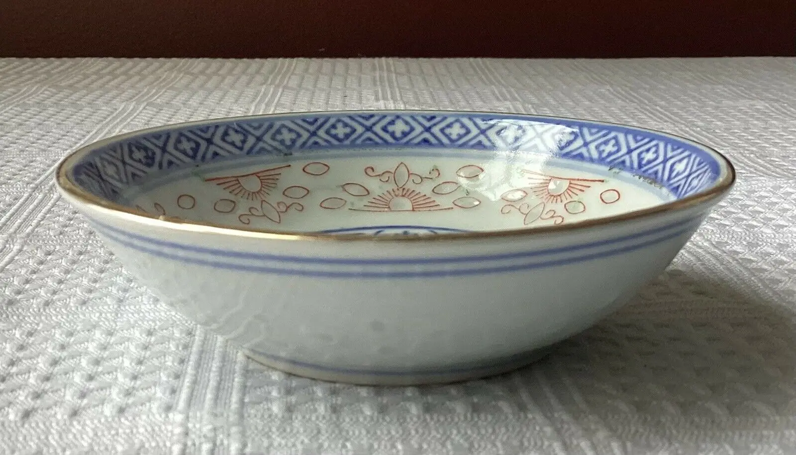 Винтажная китайская фарфоровая миска для соуса с рисовым глазом/рисовым зерном