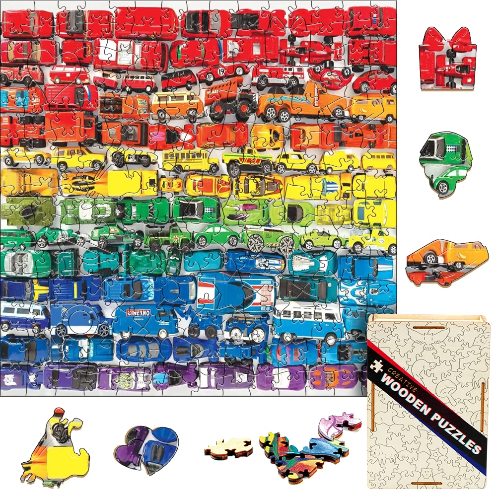 

Радужные деревянные головоломки, игрушки, автомобили, деревянные головоломки для детей, настольные игры, головоломки для всей семьи Монтессори