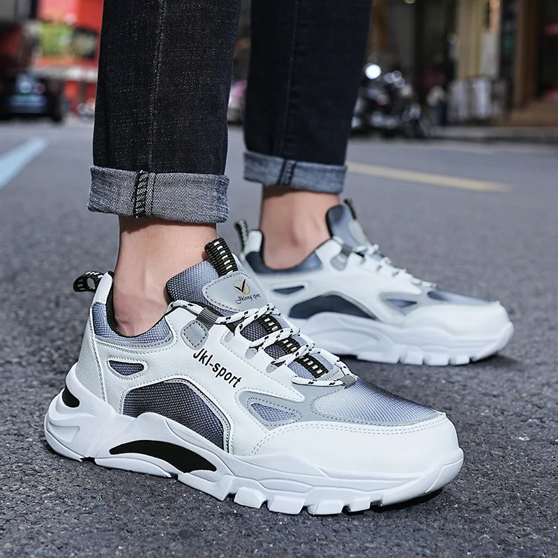 

Autumn new fashion mesh breathable men shoes thick bottom color matching splicing clunky sneakers lovers' sports shoes туфли