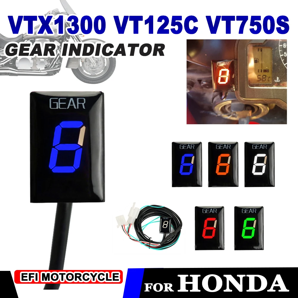 Индикатор передачи для HONDA VTX1300 VT750S VT125C Shadow VTX 1300 VT 125C 750S, аксессуары для мотоциклов, 1-6 передач, светодиодный дисплей, измеритель