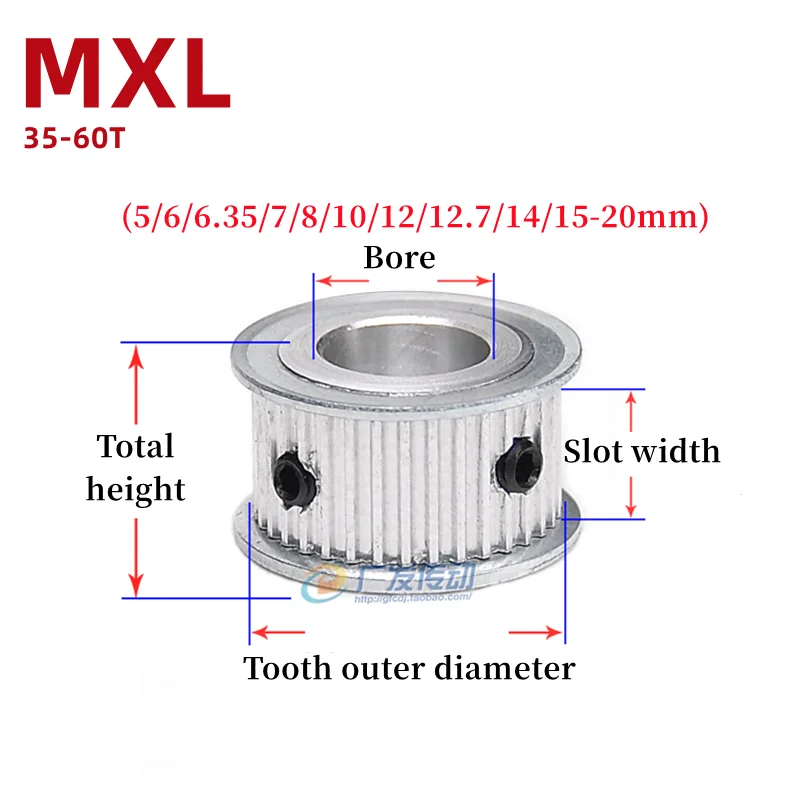 

MXL Two Plane Aluminum Alloy Timing Pulley 36-60 Teeth Slot Width 7/11mm Timing Pulley Bore 5/6/6.35/7/8/10/12/12.7/14/15-20mm