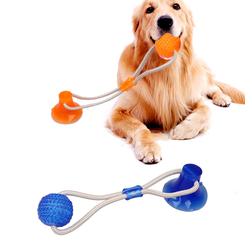 

Dog Treat Pet Toy With Suction Cup Dog Push With Rubber Self-playing Rubber Ball Teeth Cleaning Chewing Iq Treat Puppy Toys