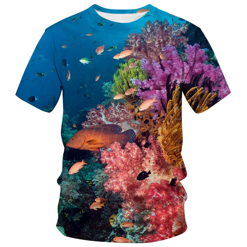 

Футболка мужская с 3D-принтом морских животных, модный топ с коротким рукавом в стиле Харадзюку, одежда для женщин