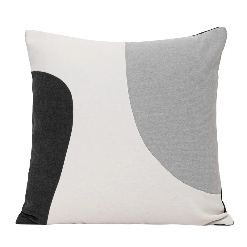 

Black White Suede Arch Hollow Pillow Cover Decorative Light Luxury Geometric Patchwork Pillow Cases Living Room Bedroom Pillows