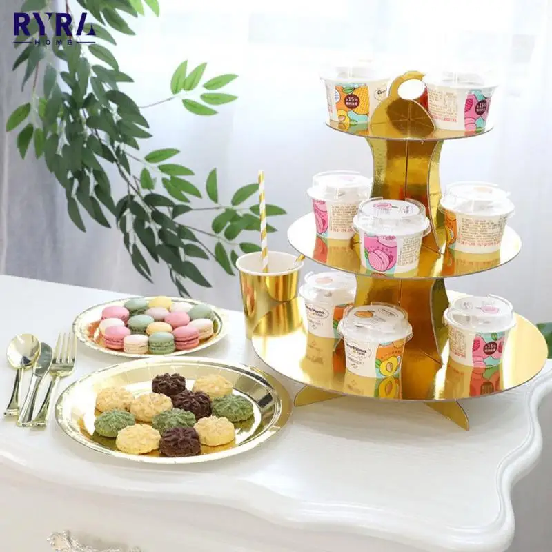 

Подставка для десертного торта, трехслойная бумажная подставка для бронзирования десертов, складная бумажная подставка для рукоделия, тов...