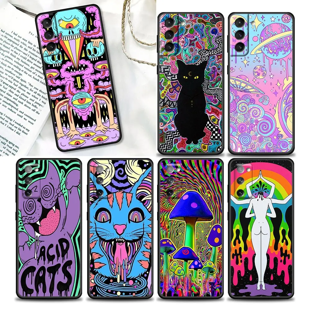 

Colourful Psychedelic Trippy Art Case For Samsung Galaxy S20 S21 FE S10 S9 S8 S22 Plus Ultra 5G S10e Lite Phone Case Soft Cover