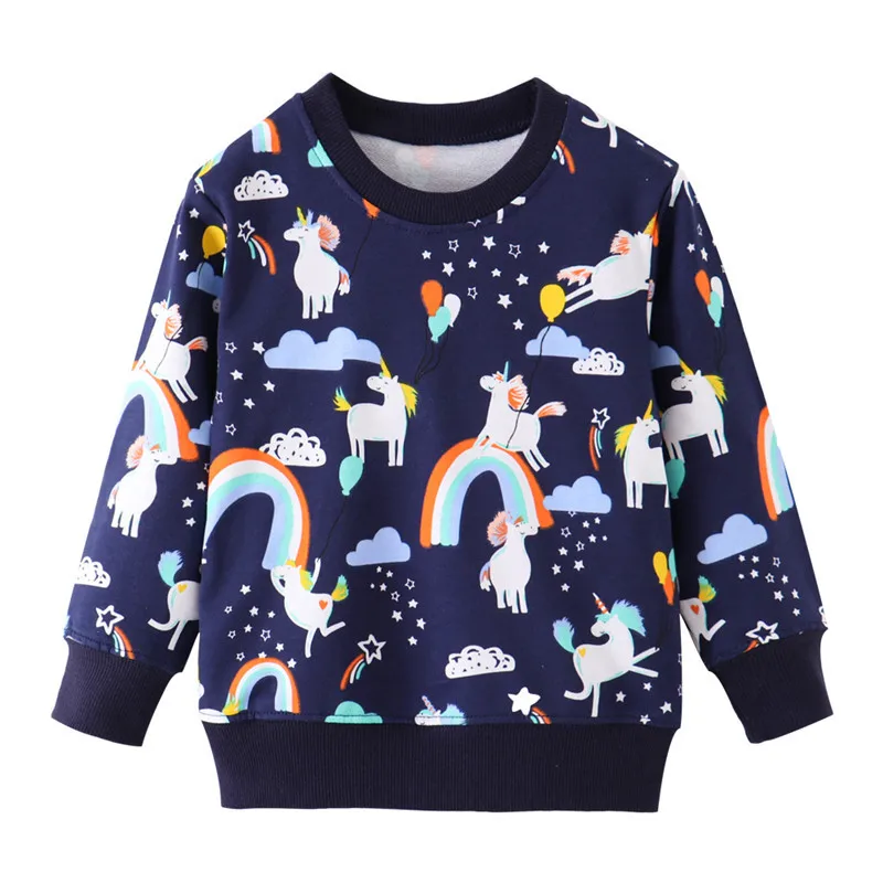 

Jumping Meters New Arrival Unicorn Rainbow Children's Girls Sweatshirts Hot Selling Baby Autumn Spring Kids Hoodies Tops
