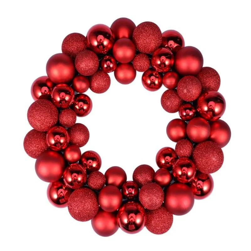 

Christmas Wreath Ball Ornaments Shatterproof Front Door Window Hanging Xmas Festival Party Event Wall Mounted Wreath Decoration