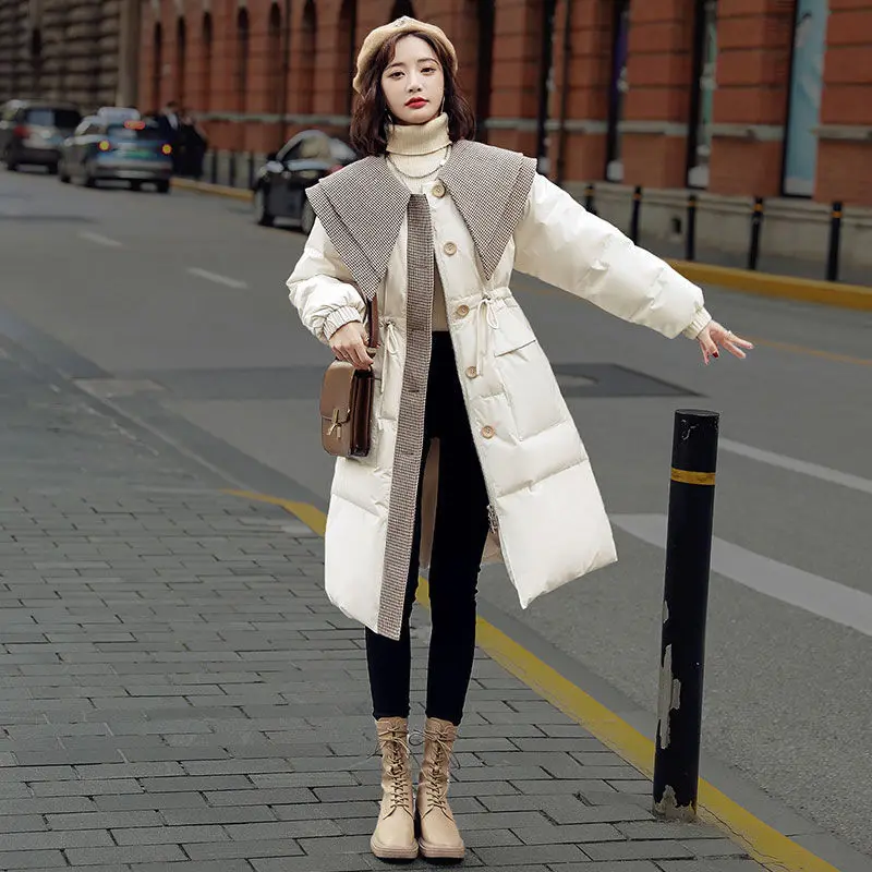 New Winter Coats for Women Down Jacket Parkas Jackets Doll Collar Korean Fashion Snow Clothes Mid-length White Duck Down Coat