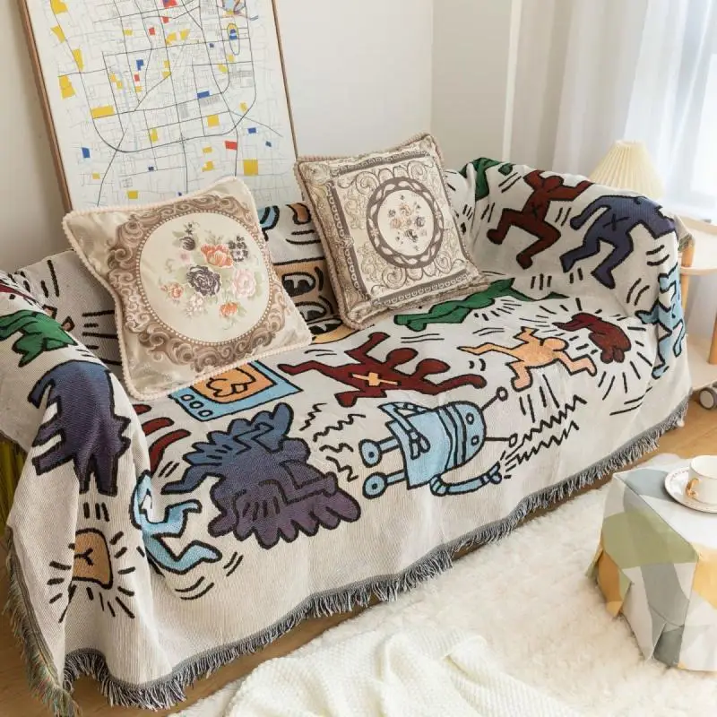 

Полотенце для волос в стиле граффити, корейское песочное покрывало для волос, Пылезащитный Набор для одного дивана, декоративное одеяло