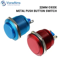 22mm oxidation metal push button switch waterproof ip65 self reset momentary on off pc power switch red green blue yellow black