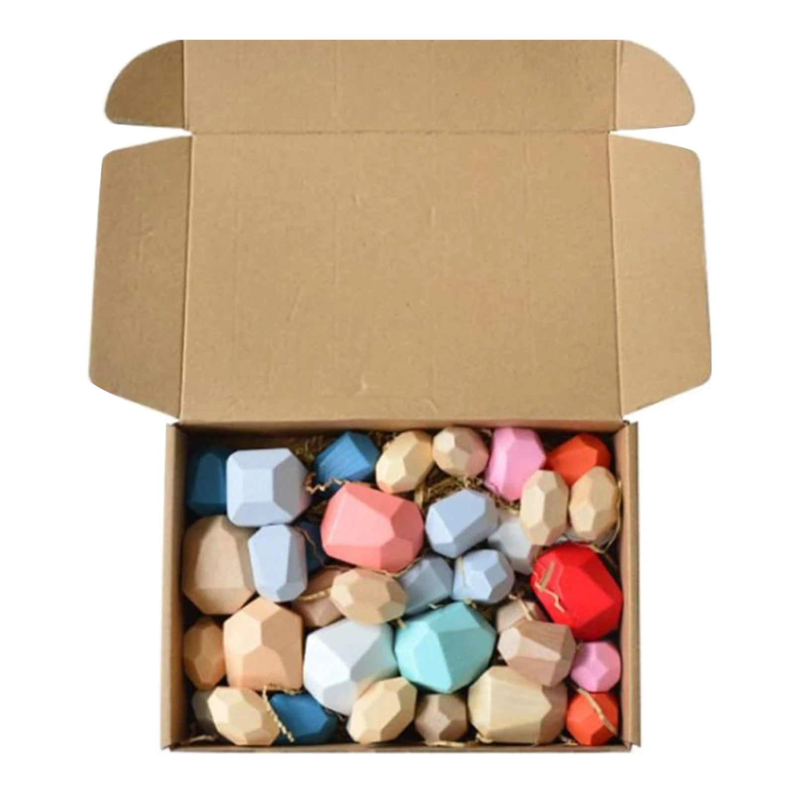 

36pcs Building Block Color Learning Balancing Stone Colorful Stacking Sorting Kids Toy Desktop Decor Wooden Rock Lightweight