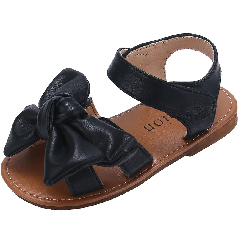 

Children's Sandals 2022 Summer Big Bow Shoes For Girls Soft Sole Leather Sandals Kids Princess Baby Beach Sandals