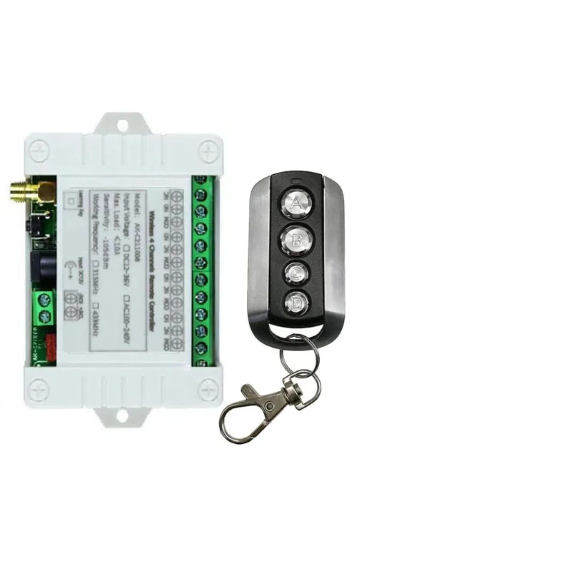 Смарт MultipleDC 12 В 24 в 36 10A 433 МГц 4-канальное беспроводное реле RF дистанционное