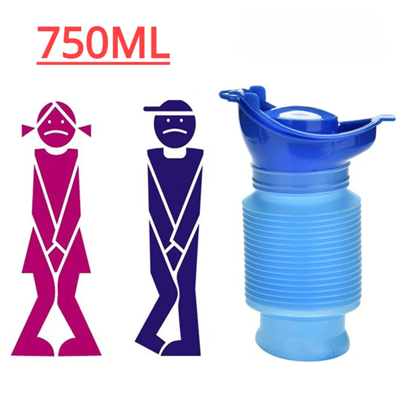 

750ml Adult Urinal Portable Shrinkable Personal Mobile Toilet Potty Women Kid Pee Bottle for Outdoor Car Travel Traffic Camping