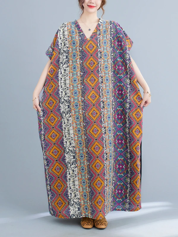 

Kanifio Fashon Print Plus Size Beach Dresses Women 2022 Summer New Bohemian Oversized Dress Maxi Long Boho Vestidios 5117 L-9XL
