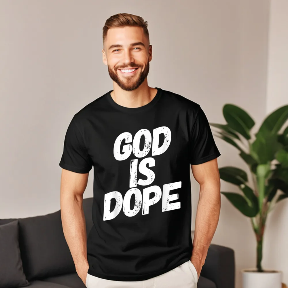 Повседневные забавные мужские футболки God Is Dope топы и из 100% хлопка с коротким