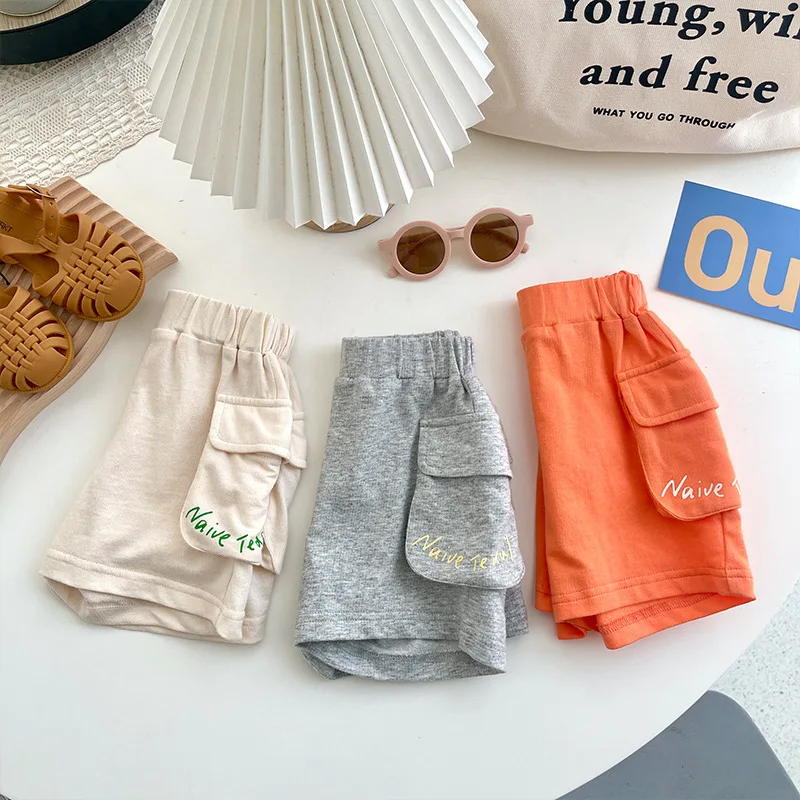 

Брюки для маленьких мальчиков, летние однотонные детские бриджи 2022, новые большие хлопковые дышащие и повседневные спортивные шорты