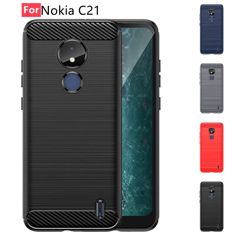 

Чехол для Nokia C21, чехол для Nokia C21, противоударный мягкий бампер из ТПУ, чехол для телефона из углеродного волокна для Nokia C 21 C21 Plus, чехлы