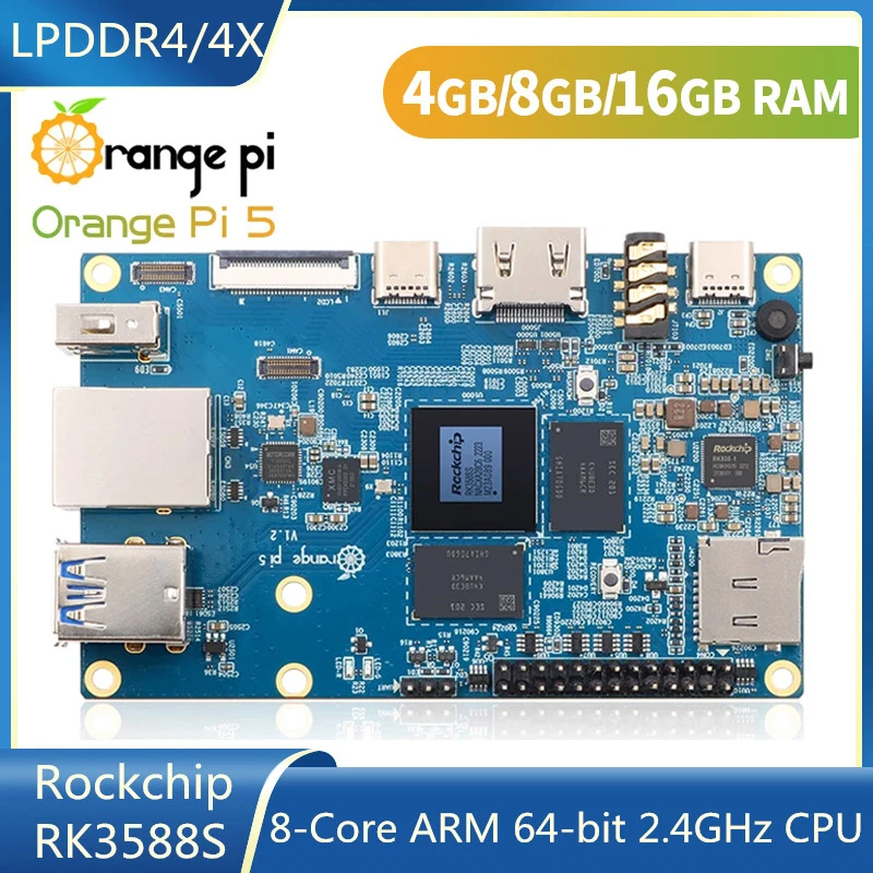 

NEW Orange Pi 5 4 8 16GB RAM RK3588S PCIE Module External WiFi+BT SSD Gigabit Ethernet Single Board Computer Run Android Debian