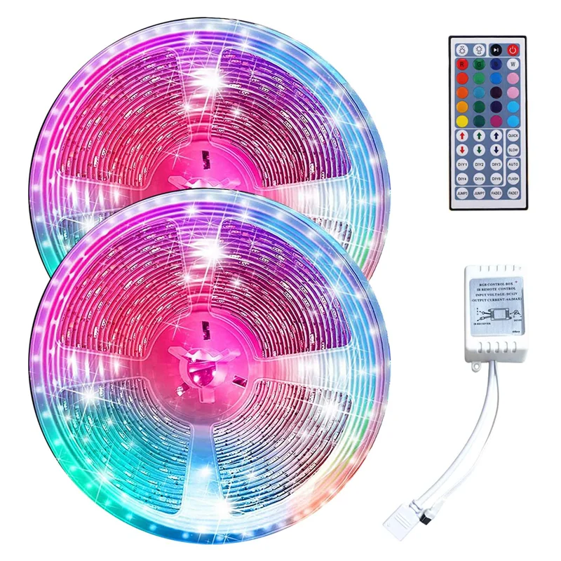 

10M RGB Light Strip 3528 Waterproof 600LEDs Flexible LED Light Strip with 44 Key Remote for New Year Christmas