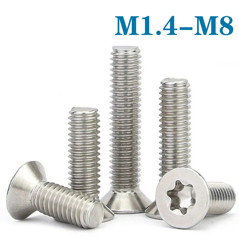

10 шт., M1.4, M1.6, M2, M2.5, M3, M4, M5, M6, M8, GB2673, 304, A2-70, из нержавеющей стали, шесть звездообразных звездочек, плоские, с потайной резьбой