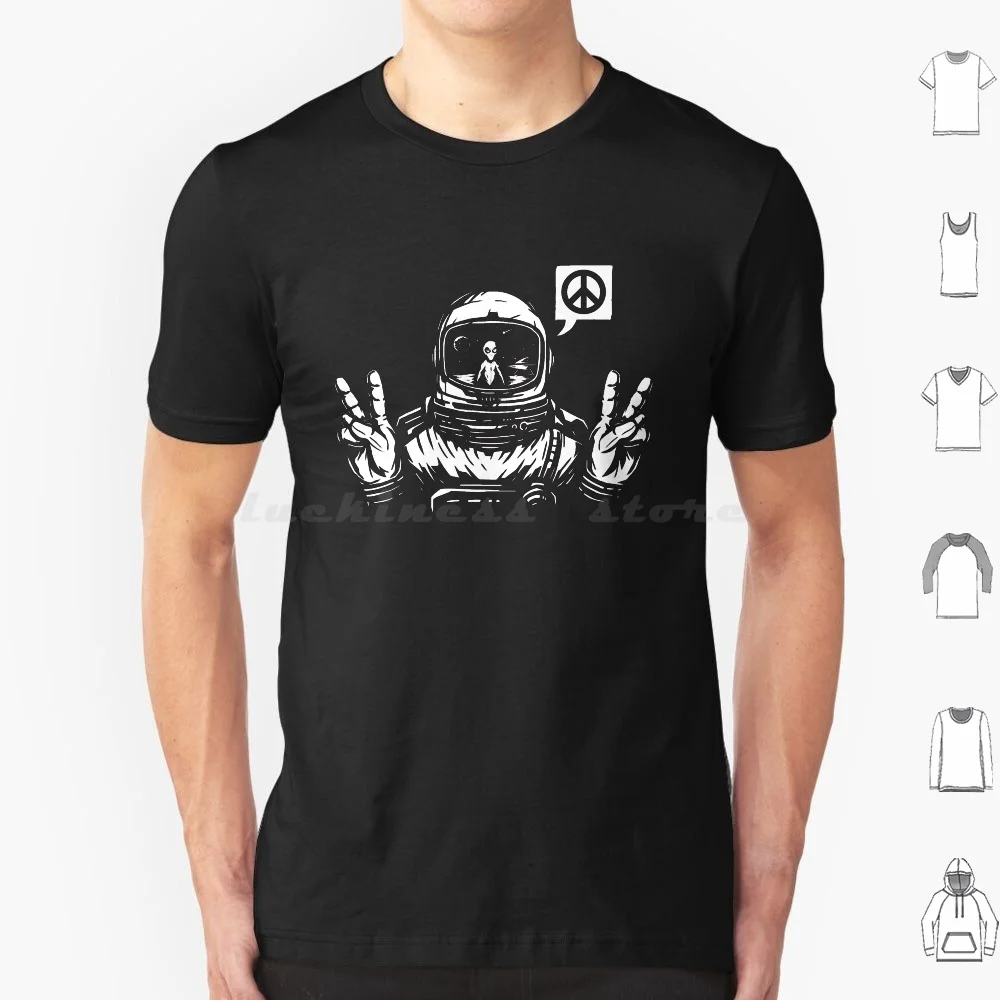 

Мы пришли в мир футболка 6Xl хлопок крутая футболка Космос мир астронавт Peacesign планета галактика Ручной знак